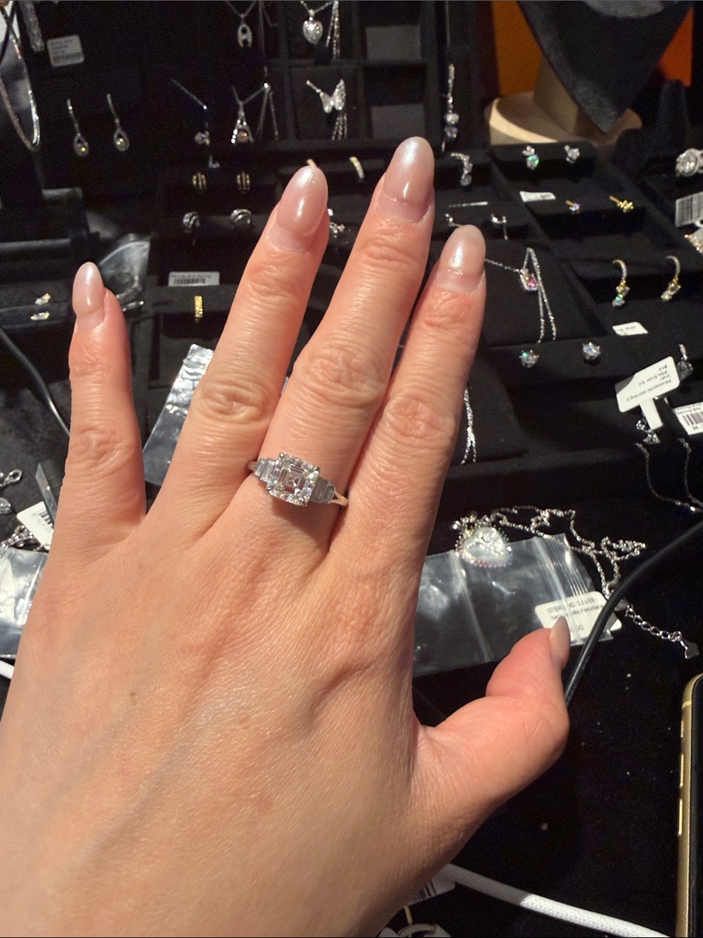 Silver-Tone Clear Solitaire Engagement Ring - White Crystal